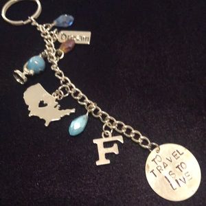 Keychain with travel themed charms